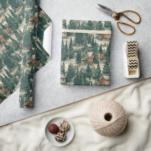 Papier Cadeau Paysage montagnard du Montana avec des cabines
