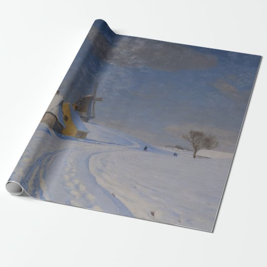 Papier Cadeau Paysage neigeux en hiver (par H.A. Brendekilde) (Déroulé)