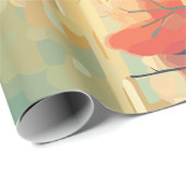 Papier Cadeau Paysage rouge et blanc pavot soleil (Coin rond)