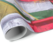 Papier Cadeau Paysage tibétain avec drapeaux de prière - Himalay (Coin rond)