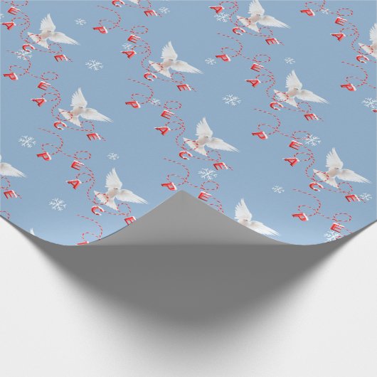Papier Cadeau Peace and White Dove With Snowflakes (Coin)
