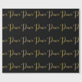 Papier Cadeau "Peace" Black Gold Script Élégant vacances (Plat)