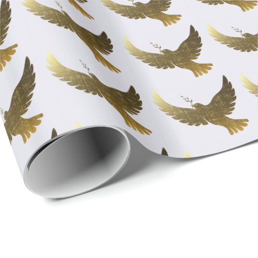 Papier Cadeau Peace Dove with Olive Leaf Christmas (Coin rond)