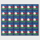 Papier Cadeau Peace Love Baseball Custom Team Noël (Plat)