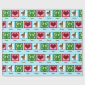 Papier Cadeau Peace Love Chevaux Noël (Plat)