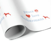Papier Cadeau Peace Love Dobermans (Coin rond)