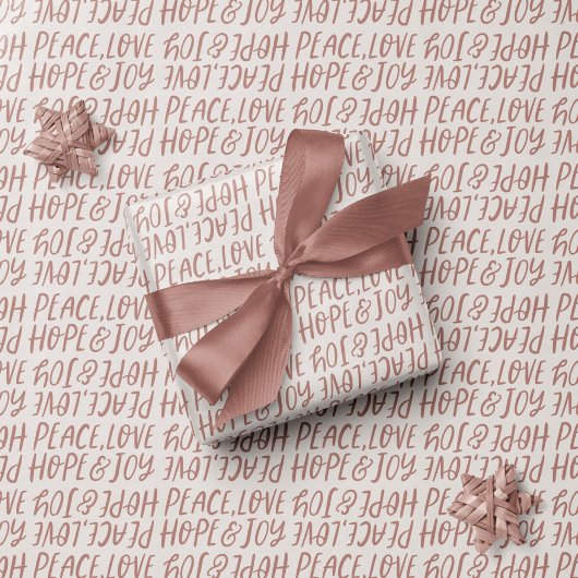 Papier Cadeau Peace love joy simple neutre