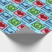 Papier Cadeau Peace Love Nager Mignonne Nage Anniversaire (Coin)