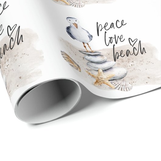 Papier Cadeau Peace Love Plage Plage Plage Plage Plage Plage Pla (Coin rond)