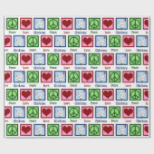 Papier Cadeau Peace Love Poulets mignonette Poulet Noël (Plat)