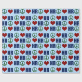 Papier Cadeau Peace Love RH Ressources humaines Bleu (Plat)