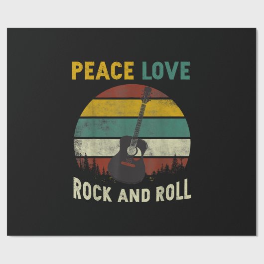 Papier Cadeau Peace Love & Rock & Roll Guitare Player Guitariste (Plat)