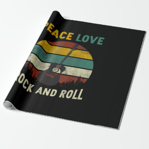 Papier Cadeau Peace Love & Rock & Roll Guitare Player Guitariste