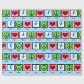 Papier Cadeau Peace Love Run - Coureur de piste mignonne (Plat)