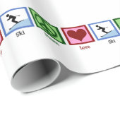 Papier Cadeau Peace Love Ski (Coin rond)