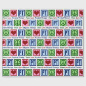 Papier Cadeau Peace Love Thérapie physique PT Noël (Plat)