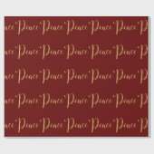 Papier Cadeau "Peace" Red Gold Script Élégant vacances (Plat)