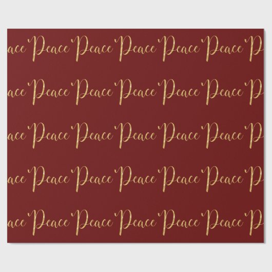 Papier Cadeau "Peace" Red Gold Script Élégant vacances (Plat)