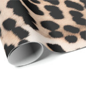 Papier Cadeau Peach Black Cream Leopard (Coin rond)