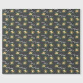 Papier Cadeau Peach Dark Grey Mariage Rose Floral (Plat)