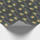 Papier Cadeau Peach Dark Grey Mariage Rose Floral (Coin)