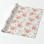 Papier Cadeau Peach et rose Peony Flowers<br><div class="desc">Ce papier d'emballage de fleurs de tourbe rose et pêche est parfait pour un mariage élégant. Le design floral présente un bel agencement de pivoines d'aquarelle dans les tons de bleu et de corail.</div>