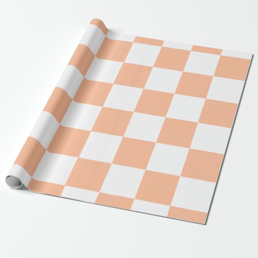 Papier Cadeau Peach Fuzz À damiers En vichy Motif (Déroulé)