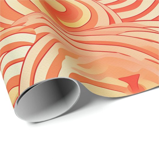 Papier Cadeau Peach Fuzz Abstrait Botanical Fruity Motif 13 (Coin rond)