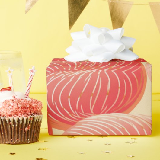 Papier Cadeau Peach Fuzz Abstrait Botanical Fruity Motif 4 (Fête d'anniversaire)