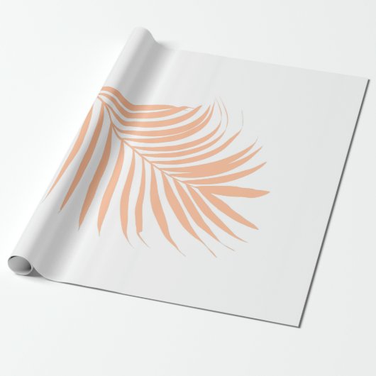 Papier Cadeau Peach Fuzz Mariages Tropical Palm Leaf Motif (Déroulé)