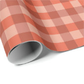 Papier Cadeau Peach Fuzz Orange Checkerboard Motif (Coin rond)