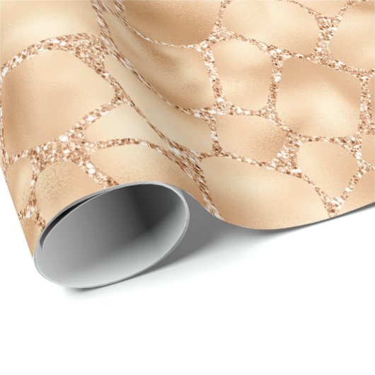 Papier Cadeau Peach Gold Parties scintillant Glam Sparkle Giraff (Coin rond)