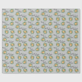 Papier Cadeau Peach Grey Mariage Floral Vintage (Plat)