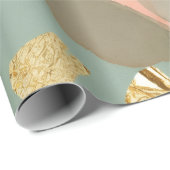 Papier Cadeau Peach & Mint Gold Leaf Easter (Coin rond)