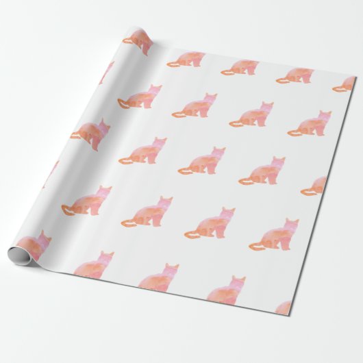 Papier Cadeau Peach Pink Kitty Motif (Déroulé)