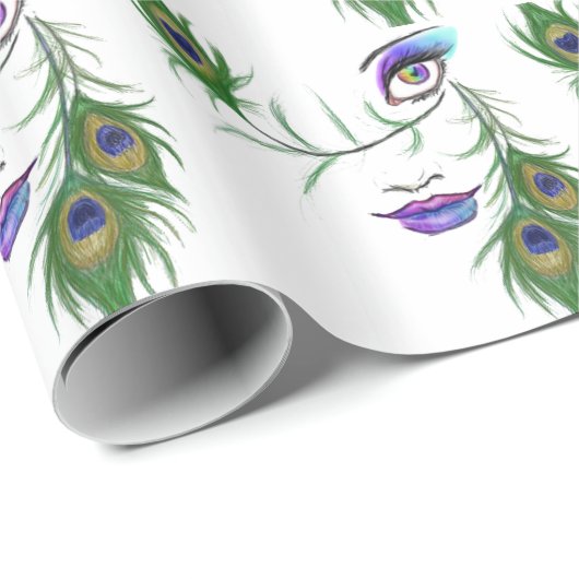 Papier Cadeau Peacock (Coin rond)
