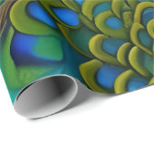 Papier Cadeau Peacock blanc bleu et vert Piebald (Coin rond)