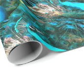 Papier Cadeau Peacock Bleu Vibrant Avec Queue Fissée (Coin rond)