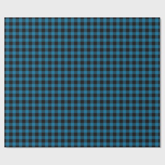 Papier Cadeau Peacock Blue Black Buffalo Plaid Tartan (Plat)