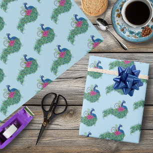 Papier Cadeau Peacock Blue Lotus Fleur Henné
