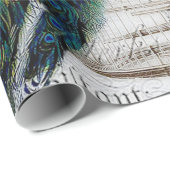 Papier Cadeau Peacock et rose (Coin rond)