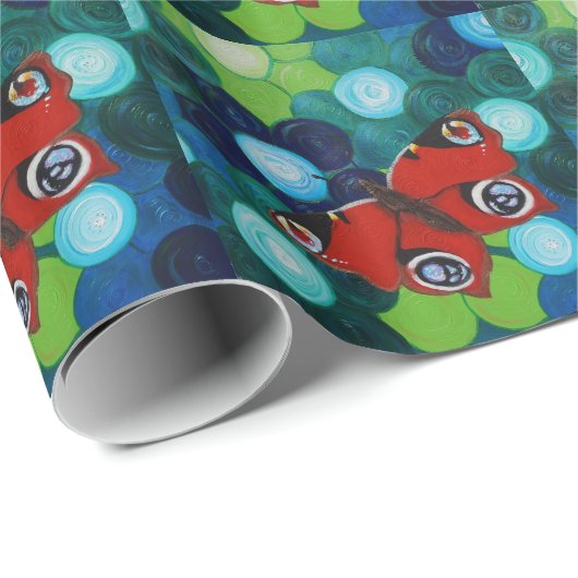 Papier Cadeau Peacock Papillon peint (Coin rond)