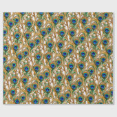 Papier Cadeau Peacock plumes iridescente or de luxe sans soudure (Plat)