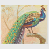 Papier Cadeau Peacock vintage sur une branche (Plat)