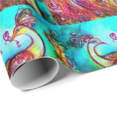 Papier Cadeau PEACOCKS EN AMOUR, rouge aqua bleu vert (Coin rond)