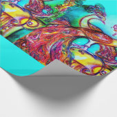 Papier Cadeau PEACOCKS EN AMOUR, rouge aqua bleu vert (Coin)