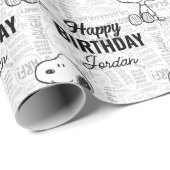 Papier Cadeau PEANUTS | Snoopy on Black White Comics (Coin rond)