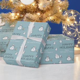 Papier Cadeau Peanuts - Snowman d'hiver personnalisable