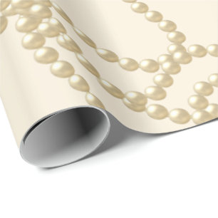Papier Cadeau Pearly Pearls Ivory Creamy Mariage nuptiale Annive