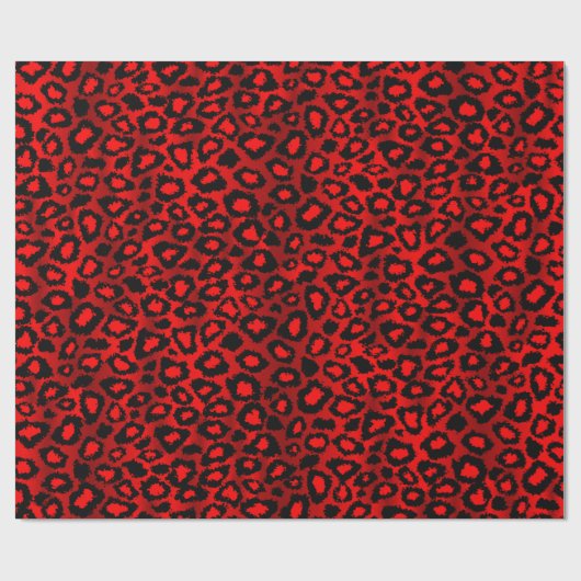 Papier Cadeau Peau d'animal rouge léopard exotique (Plat)